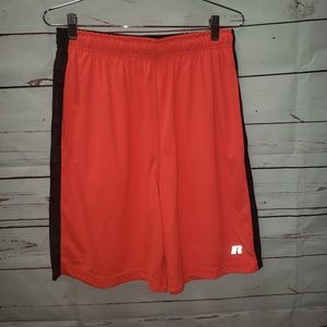 Bright orange athletic Jersey shorts Russell